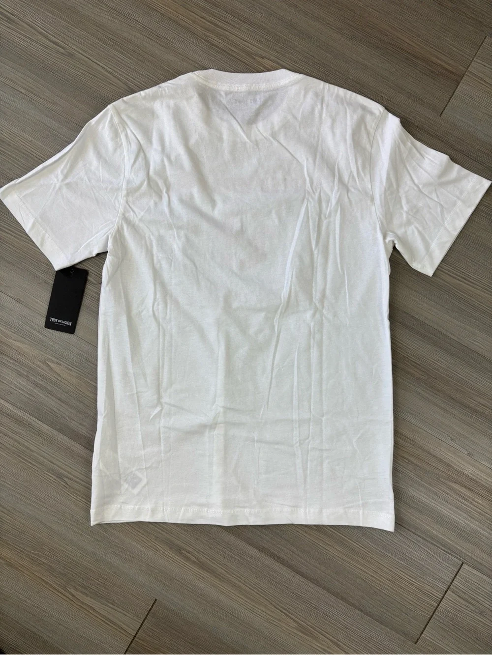 True Religion White Graphic 'TRUE' Logo Tee with Red Accent